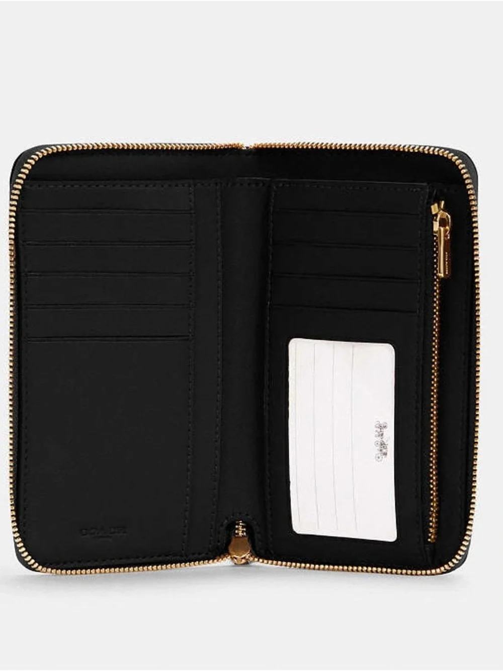 Coach Black Leather Zip-Around Wallet with Gold Logo - Picture 2 of 8